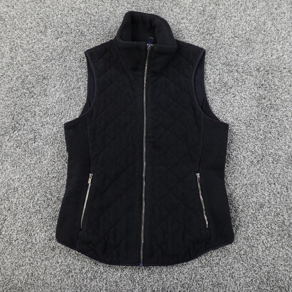 Abercrombie Fitch Vest Womens XS Black‎ Diamond Quilted Full Zip Jacket Preppy